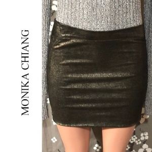 MONIKA CHIANG Metallic Stretch Leather Mini Skirt